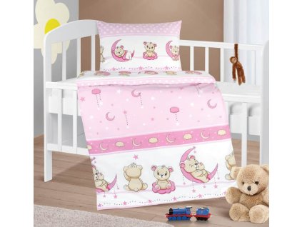 povlečení do postýlky medvíďata růžová