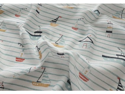 bavlněná plenková osuška s potiskem plachetnice