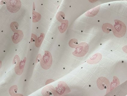 bavlněná plena s potiskem labuť růž
