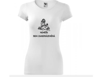 Výstřižek dámské bílé uzké jsem zaneprázdněná