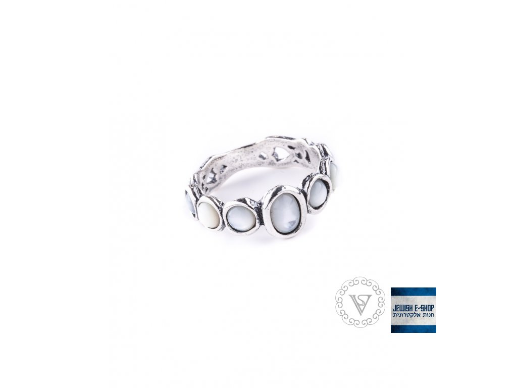 Stříbrný prsten s perletí - Velikost 8 - Ag 925/1000 - Shablool