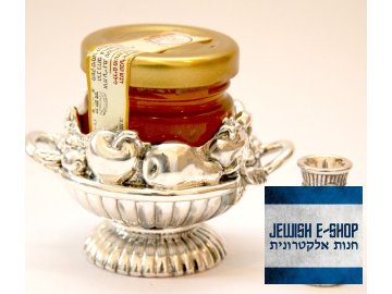 Stříbrná sada 925/1000 na Roš Hašana + Izraelský kosher med