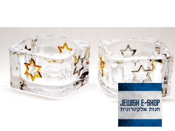 Glass Shabbat candlesticks for tea candle