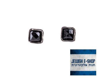 Stříbrné pecky s černým onyxem Ag925/1000