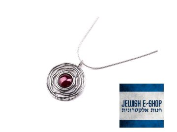 Izraelský stříbrný náhrdelník s granátem Ag 925/1000