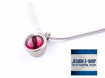 Izraelský stříbrný náhrdelník s granátem Ag 925/1000