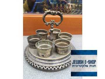 6 kidušových pohárků s podnosem - JEWISH FRANCE
