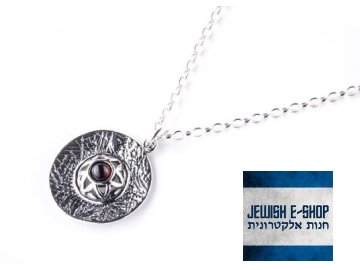 Izraelský stříbrný náhrdelník s granátkem Ag 925/1000