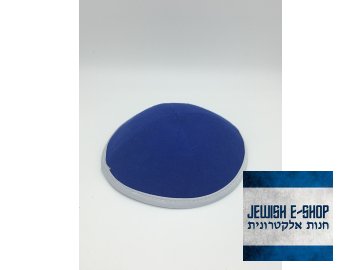 Modrá látková kippa - jarmulka s lemem