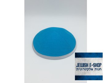Tyrkysová látková kippa - jarmulka s lemem