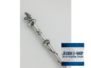 JAD - stříbrné Ag 800/1000 ukazovátko na Tóru 21 cm se lvem