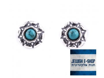 Izraelské stříbrné náušnice s tyrkysy Ag 925/1000