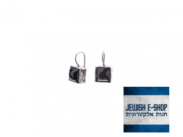 Israelisches Silber Ohrring mit Onyx Ag 925