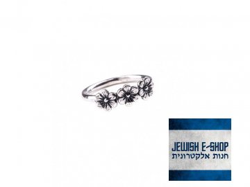 Israelisches Silber Ring mit Blumen - Größe 9 Ag 925