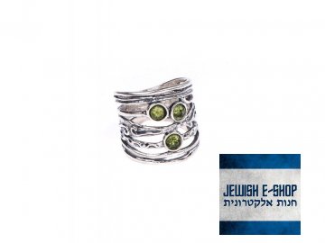 Stříbrný prsten s peridotem - Velikost 8 - Ag 925/1000 - Shablool