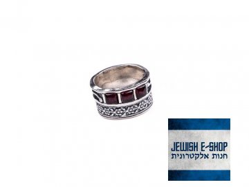 Israelisches Silber Ring mit Granaten - Größe 7 Ag 925