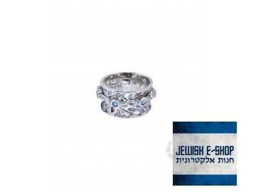 Stříbrný prsten s pohyblivým kroužkem a opály - Velikost 9 - Ag 925/1000 - Shablool