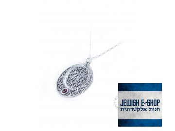 Stříbrný náhrdelník s granátem - Ag 925/1000 - Shablool