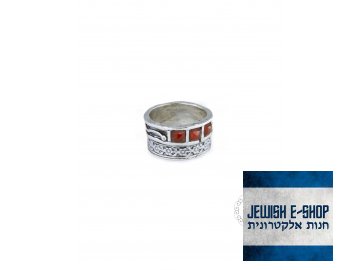 Stříbrný prsten s karneoly - Velikost 8 - Ag 925/1000 - Shablool