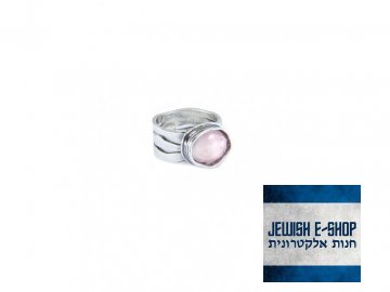 Stříbrný prsten s rose quartz - Velikost 8 - Ag 925/1000 - Shablool