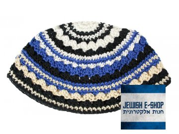 "Frik" kippah - yarmulke 21 cm, light blue and black