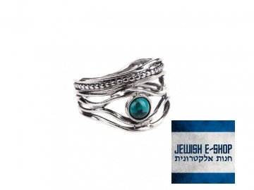 Stříbrný prsten s tyrkysem - Velikost 7 - Ag 925/1000 - Shablool