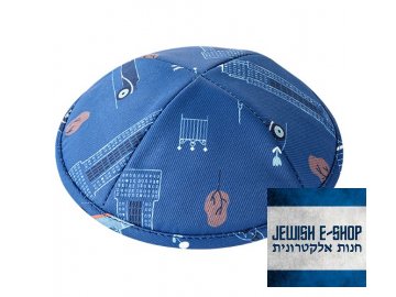 Kippa - Kippa blue mit Stadtmotiv, 15.5 cm