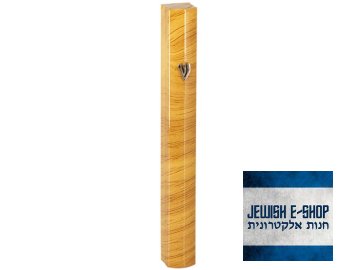 Hliníková mezuza z Izraele s hnědými proužky, 10 cm
