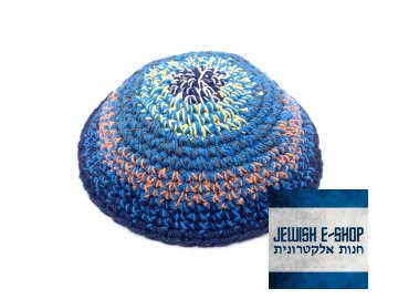 Multicolor crocheted kippah, 15 cm