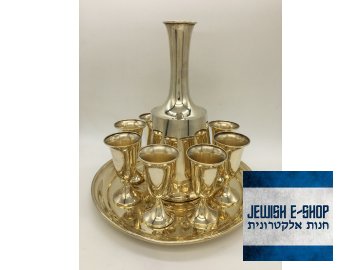 Silver set: decanter, 8 cups and tray, Ag 925/1000