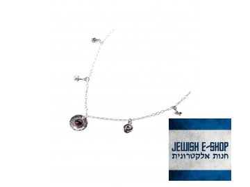 Stříbrný náhrdelník s granátem a perlou - Ag 925/1000 - Shablool