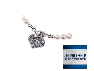 Stříbrný náhrdelník s perlami a se srdíčkem - Ag 925/1000 - Shablool