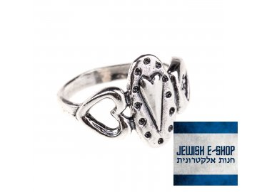 Stříbrný prsten se srdíčky - Velikost 9 - Ag 925/1000 - Shablool