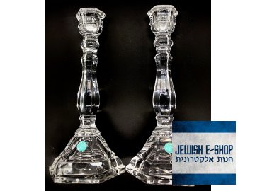 Tiffany Co Crystal Plymouth glass Shabbat candlesticks
