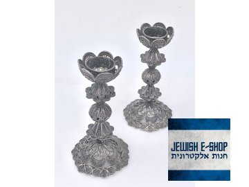 Starožitné stříbrné šábesové svícny Ag 925/1000 z Izraele