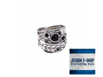 Stříbrný prsten s onyxy a lístkovým motivem - Velikost 9 - Ag 925/1000 - Shablool