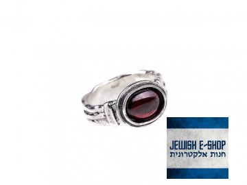 Stříbrný prsten s granátem - Velikost 8 - Ag 925/1000 - Shablool