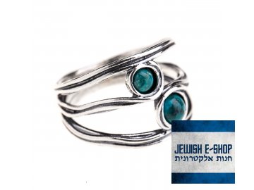 Stříbrný prsten s tyrkysy - Velikost 8 - Ag 925/1000 - Shablool
