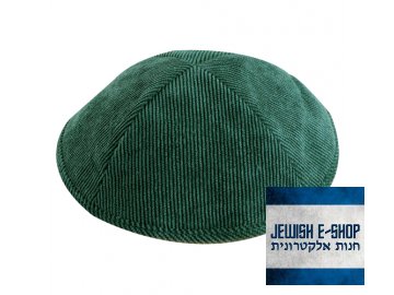 Corduroy kippah - yarmulke dark-green, 19 cm