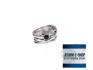 Stříbrný prsten s onyxem - Velikost 8 - Ag 925/1000 - Shablool