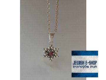 Davidova hvězda s indickým granátem 925/1000 náš JEWISH DESIGN!