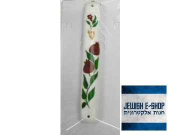 Mezuza ze samotvrdnoucí hmoty - květina lakovaná hand made