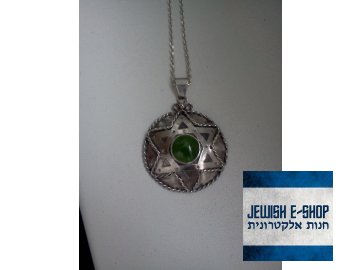 Překrásná stříbrná Davidova hvězda a polodrahokam Jadeit 925/1000 Ag 925/1000
