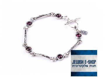 Stříbrný náramek s granáty Ag 925/1000 - made in Israel