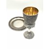 Silver Prophet Elijah's Cup for the Pesach Seder Table with Filigree Saucer