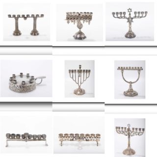 ✨ Devět stříbrných pokladů s příběhem! ✨ Historické chanukije s puncem – každá unikát, každá nese kus židovské tradice....