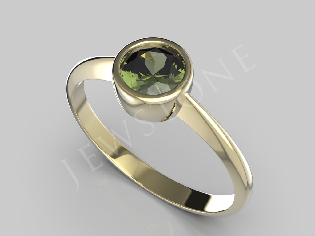 Zlatý prsten - vltavín, Au 585/10000 - JEWSTONE