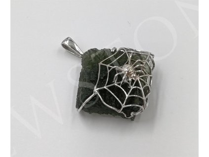 Stříbrný přívěsek - přírodní vltavín 11,2 g, Ag 925/1000+Rh