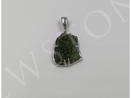 Stříbrný přívěsek - přírodní vltavín 3,9 g, Ag 925/1000+Rh