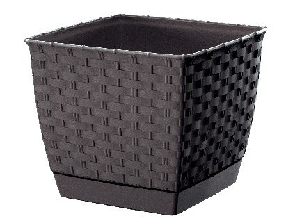 Ültető tállal RATOLLA SQUARE 25 cm, sötétbarna/rattan